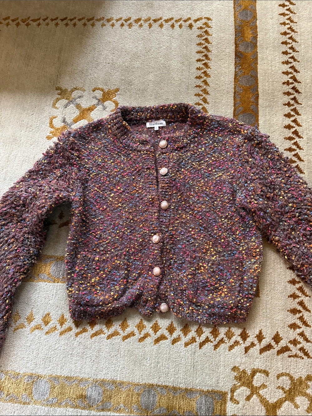 Heartloom Multicolor Speckled Knit Cropped Cardigan
